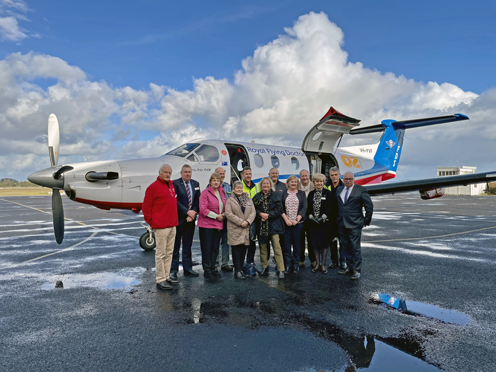 Royal flying doctors plane with staff.